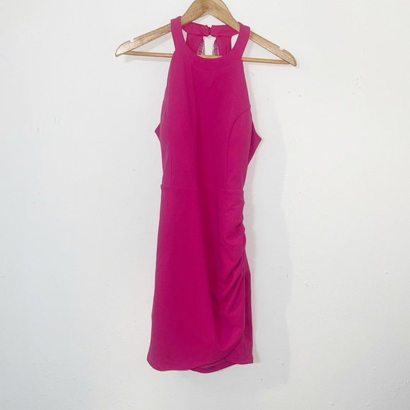Sincerly Jules Dresses & Skirts - Sincerely Jules hot pink glitter fringe open back high neck mini dress